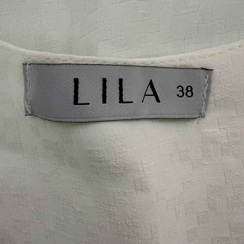 Lila Deux Tie Neck Women's Top Size 38 Long Sleeve Minimalist Luxury Feminine - Picture 4 of 8